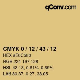 Farbcode: CMYK 0 / 12 / 43 / 12 | qconv.com