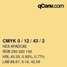 Color code: CMYK 0 / 12 / 43 / 2 | qconv.com