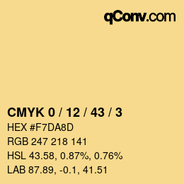 Color code: CMYK 0 / 12 / 43 / 3 | qconv.com