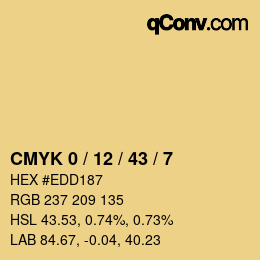 カラーコード: CMYK 0 / 12 / 43 / 7 | qconv.com
