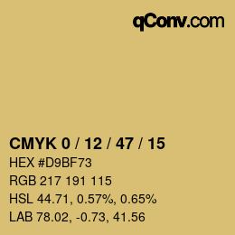 Color code: CMYK 0 / 12 / 47 / 15 | qconv.com