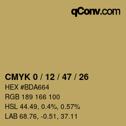 Color code: CMYK 0 / 12 / 47 / 26 | qconv.com