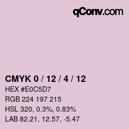 カラーコード: CMYK 0 / 12 / 4 / 12 | qconv.com