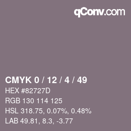Farbcode: CMYK 0 / 12 / 4 / 49 | qconv.com