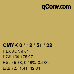 Farbcode: CMYK 0 / 12 / 51 / 22 | qconv.com