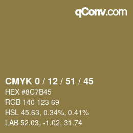 カラーコード: CMYK 0 / 12 / 51 / 45 | qconv.com