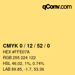 Color code: CMYK 0 / 12 / 52 / 0 | qconv.com