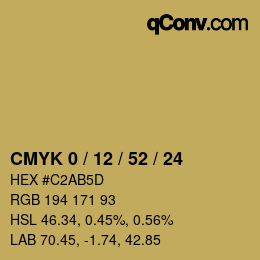 Farbcode: CMYK 0 / 12 / 52 / 24 | qconv.com