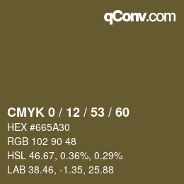 カラーコード: CMYK 0 / 12 / 53 / 60 | qconv.com