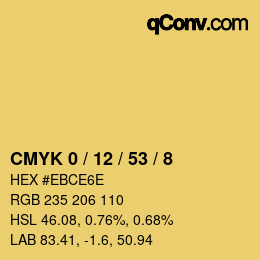 Color code: CMYK 0 / 12 / 53 / 8 | qconv.com