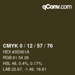カラーコード: CMYK 0 / 12 / 57 / 76 | qconv.com