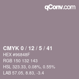 Color code: CMYK 0 / 12 / 5 / 41 | qconv.com