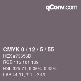 Color code: CMYK 0 / 12 / 5 / 55 | qconv.com