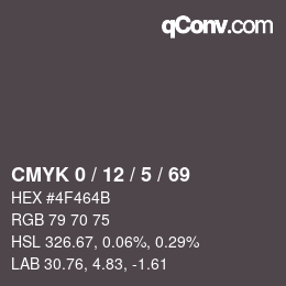 Color code: CMYK 0 / 12 / 5 / 69 | qconv.com
