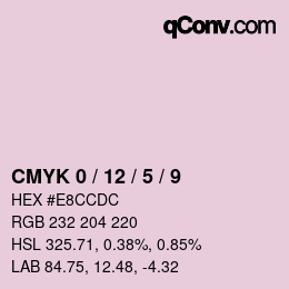 颜色代码: CMYK 0 / 12 / 5 / 9 | qconv.com