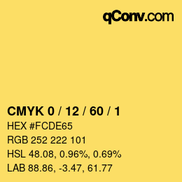 Color code: CMYK 0 / 12 / 60 / 1 | qconv.com