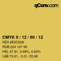 カラーコード: CMYK 0 / 12 / 60 / 12 | qconv.com