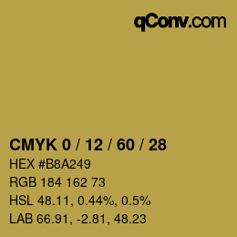 颜色代码: CMYK 0 / 12 / 60 / 28 | qconv.com