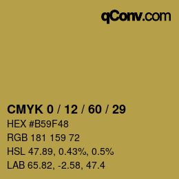 カラーコード: CMYK 0 / 12 / 60 / 29 | qconv.com