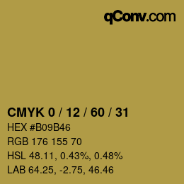 カラーコード: CMYK 0 / 12 / 60 / 31 | qconv.com