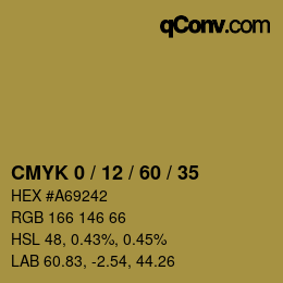 カラーコード: CMYK 0 / 12 / 60 / 35 | qconv.com