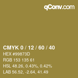 カラーコード: CMYK 0 / 12 / 60 / 40 | qconv.com
