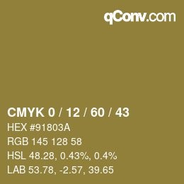 カラーコード: CMYK 0 / 12 / 60 / 43 | qconv.com