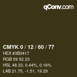 カラーコード: CMYK 0 / 12 / 60 / 77 | qconv.com