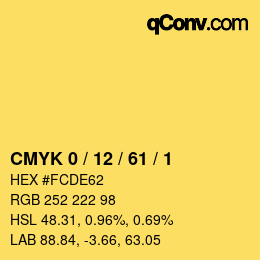 Color code: CMYK 0 / 12 / 61 / 1 | qconv.com