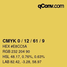 颜色代码: CMYK 0 / 12 / 61 / 9 | qconv.com