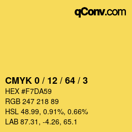 Color code: CMYK 0 / 12 / 64 / 3 | qconv.com