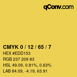 Farbcode: CMYK 0 / 12 / 65 / 7 | qconv.com