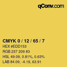 カラーコード: CMYK 0 / 12 / 65 / 7 | qconv.com