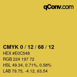 カラーコード: CMYK 0 / 12 / 68 / 12 | qconv.com