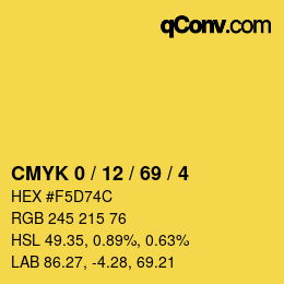 Color code: CMYK 0 / 12 / 69 / 4 | qconv.com