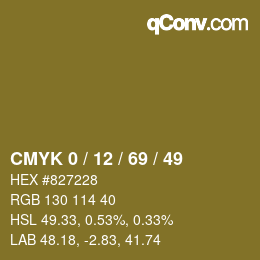 カラーコード: CMYK 0 / 12 / 69 / 49 | qconv.com
