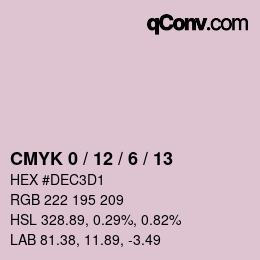 カラーコード: CMYK 0 / 12 / 6 / 13 | qconv.com