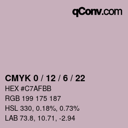 カラーコード: CMYK 0 / 12 / 6 / 22 | qconv.com