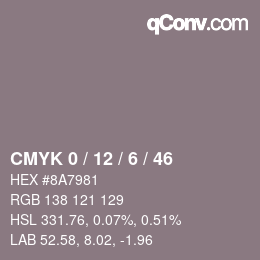 Color code: CMYK 0 / 12 / 6 / 46 | qconv.com