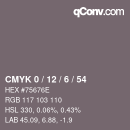 カラーコード: CMYK 0 / 12 / 6 / 54 | qconv.com