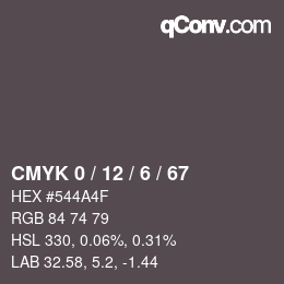 Color code: CMYK 0 / 12 / 6 / 67 | qconv.com