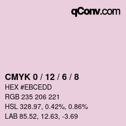 カラーコード: CMYK 0 / 12 / 6 / 8 | qconv.com