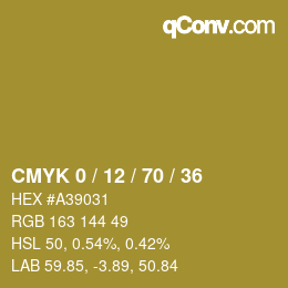 Farbcode: CMYK 0 / 12 / 70 / 36 | qconv.com