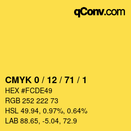 Color code: CMYK 0 / 12 / 71 / 1 | qconv.com