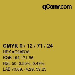 颜色代码: CMYK 0 / 12 / 71 / 24 | qconv.com