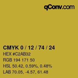 カラーコード: CMYK 0 / 12 / 74 / 24 | qconv.com