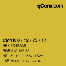 颜色代码: CMYK 0 / 12 / 75 / 17 | qconv.com