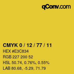 カラーコード: CMYK 0 / 12 / 77 / 11 | qconv.com
