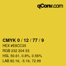 Color code: CMYK 0 / 12 / 77 / 9 | qconv.com