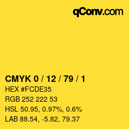 Color code: CMYK 0 / 12 / 79 / 1 | qconv.com